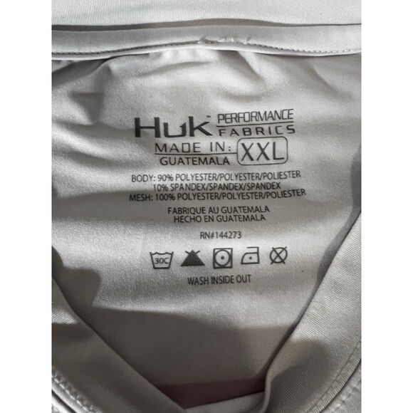 Huk Men's USA Flag Graphic White Dri Fit Long Sleeve Fishing Shirt Men’s 2XL - Picture 3 of 10